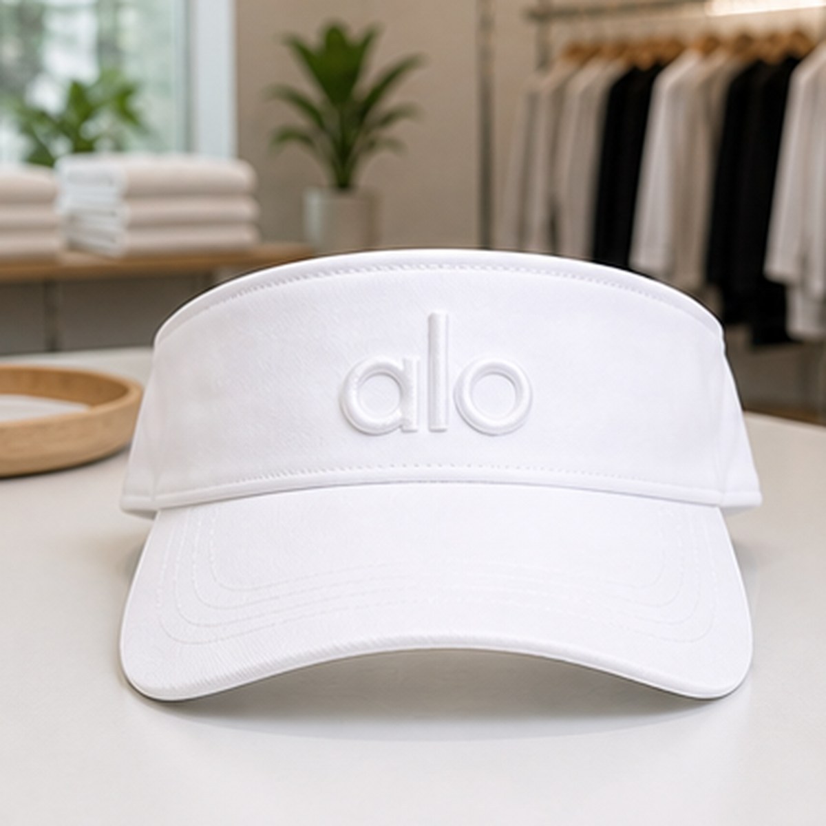 Alo Yoga White Clean Open Top Visor Hat Os